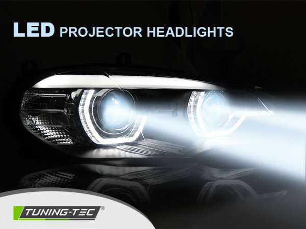 VOLL LED Angel Eyes Scheinwerfer für BMW X5 E70 07-13 schwarz